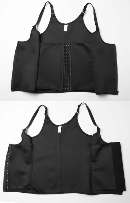 Women's Waist Trainer Sauna Sweat Vest Corset Body Shaper Neoprene Shapewear Gym Workout Tank Top Black Slimming Top with Zipper