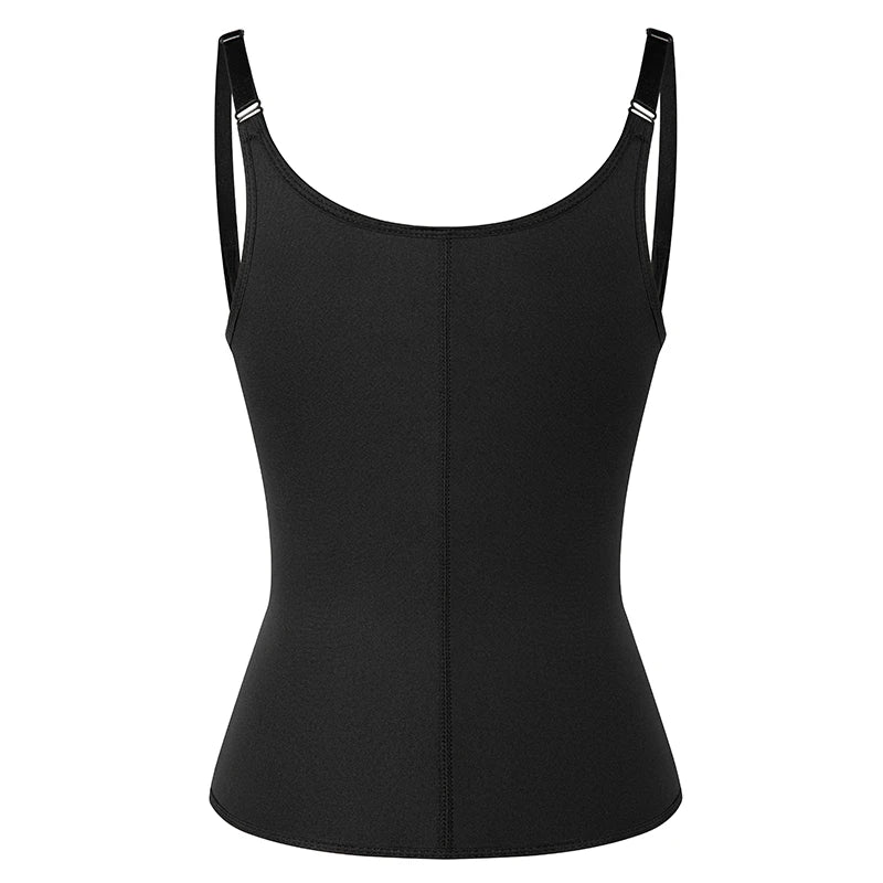 Women's Waist Trainer Sauna Sweat Vest Corset Body Shaper Neoprene Shapewear Gym Workout Tank Top Black Slimming Top with Zipper