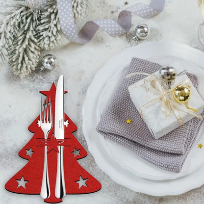 4PCS Christmas Tree Cutlery Bag Unique Exquisite Cutlery Holder Organizer Christmas Table Knife Fork Holder Party Decoration