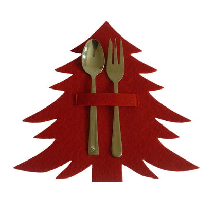 4PCS Christmas Tree Cutlery Bag Unique Exquisite Cutlery Holder Organizer Christmas Table Knife Fork Holder Party Decoration