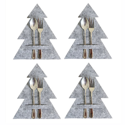 4PCS Christmas Tree Cutlery Bag Unique Exquisite Cutlery Holder Organizer Christmas Table Knife Fork Holder Party Decoration