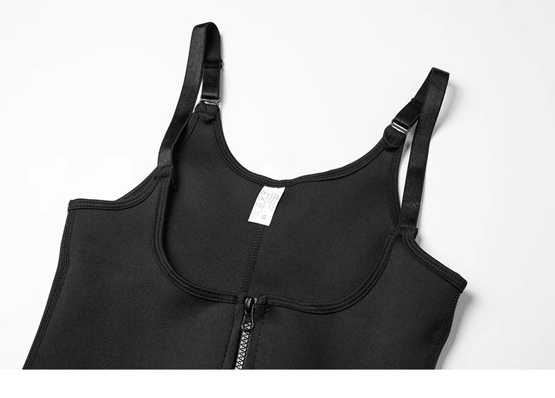 Women's Waist Trainer Sauna Sweat Vest Corset Body Shaper Neoprene Shapewear Gym Workout Tank Top Black Slimming Top with Zipper
