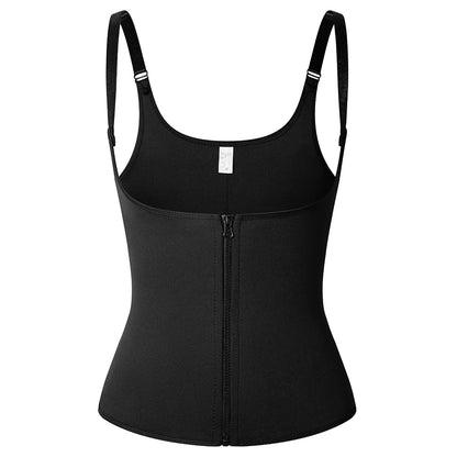 Women's Waist Trainer Sauna Sweat Vest Corset Body Shaper Neoprene Shapewear Gym Workout Tank Top Black Slimming Top with Zipper