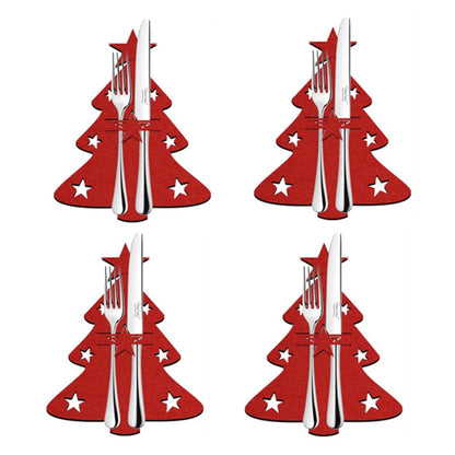 4PCS Christmas Tree Cutlery Bag Unique Exquisite Cutlery Holder Organizer Christmas Table Knife Fork Holder Party Decoration