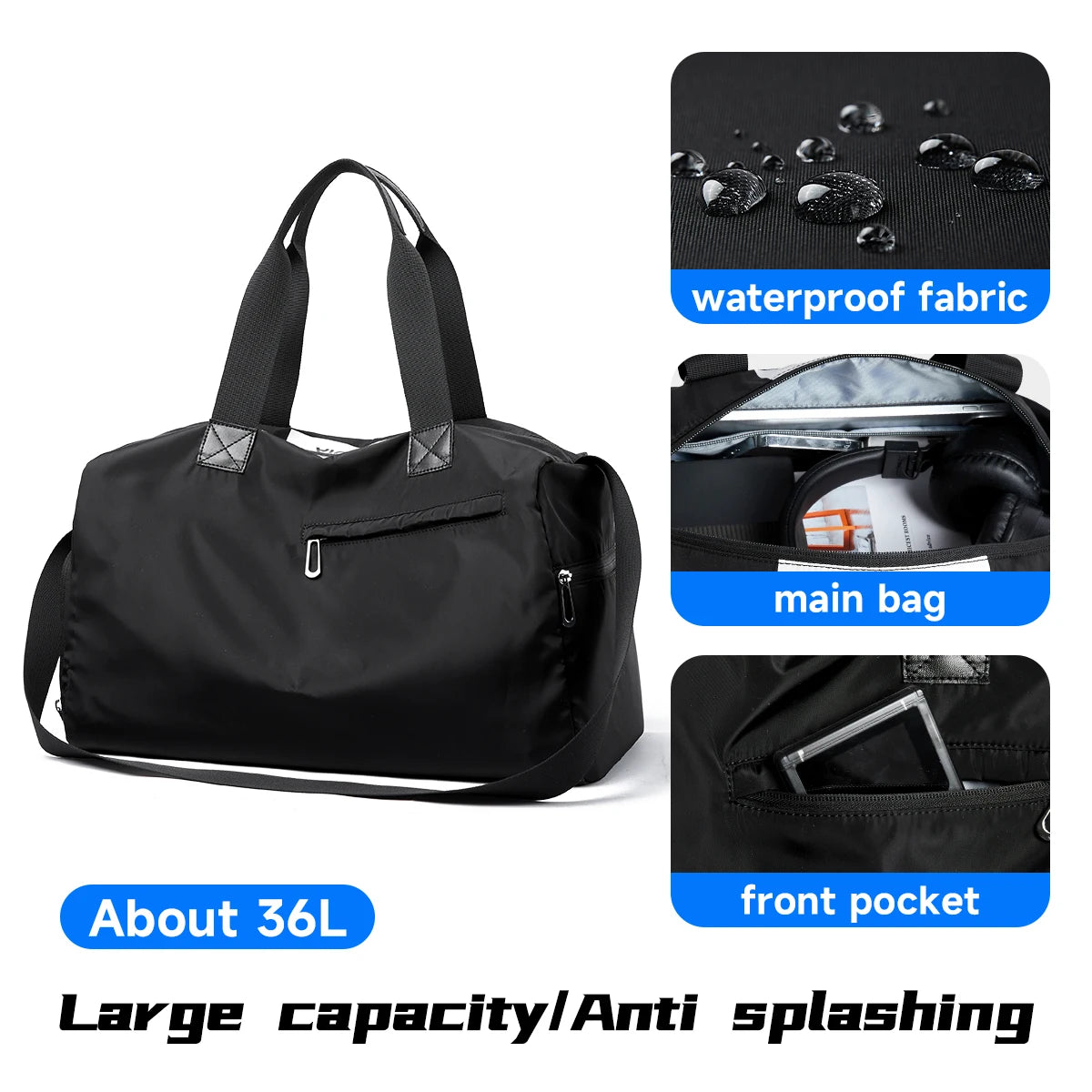 Kono Sports Duffle Bag with Shoes Compartment and Shoulder Strap Waterproof Gym Bag for Men and Women