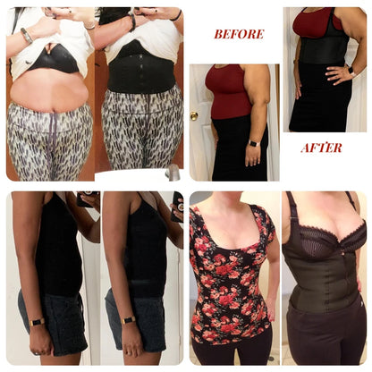 Women's Waist Trainer Sauna Sweat Vest Corset Body Shaper Neoprene Shapewear Gym Workout Tank Top Black Slimming Top with Zipper