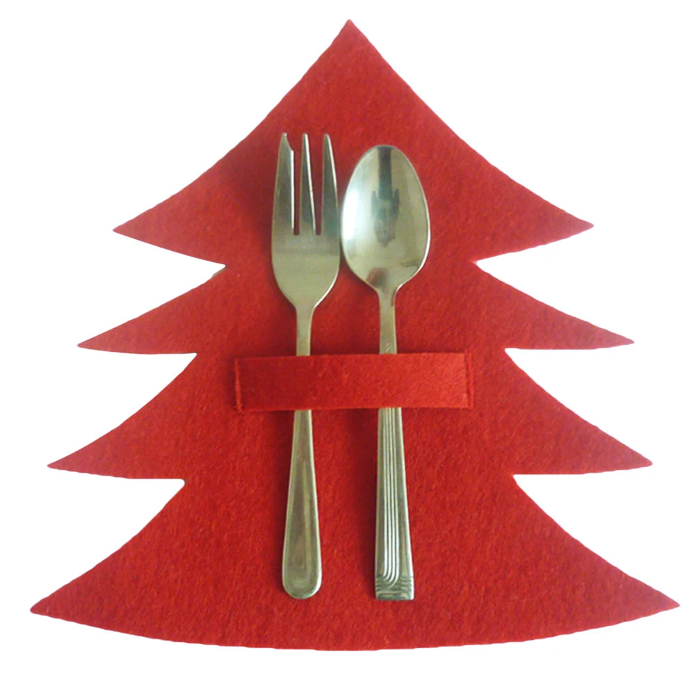 4PCS Christmas Tree Cutlery Bag Unique Exquisite Cutlery Holder Organizer Christmas Table Knife Fork Holder Party Decoration
