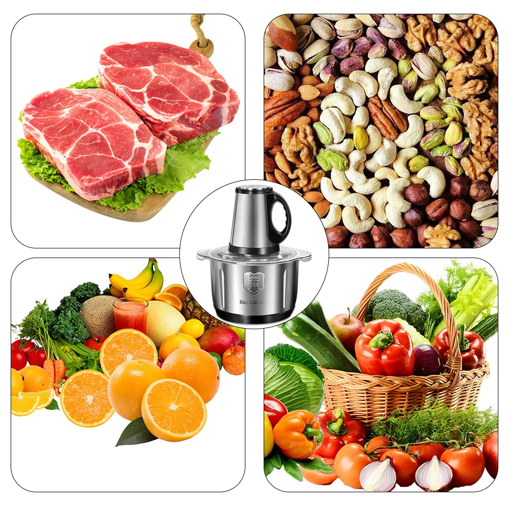 [UK STOCK] 5L Meat grinder Electric Meat Grinders Stainless Steel Food Crusher Multifunctional Vegetable Slicer Chopper Mincer