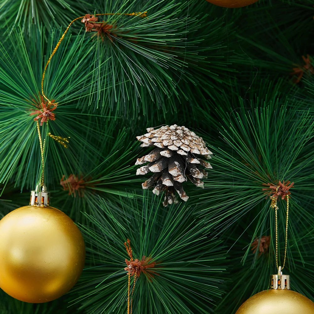 30 Pcs Christmas Decorative Pine Cone Pendants Natural Pine Cone White Paint Dyed Pine Cone Christmas Tree Ornaments