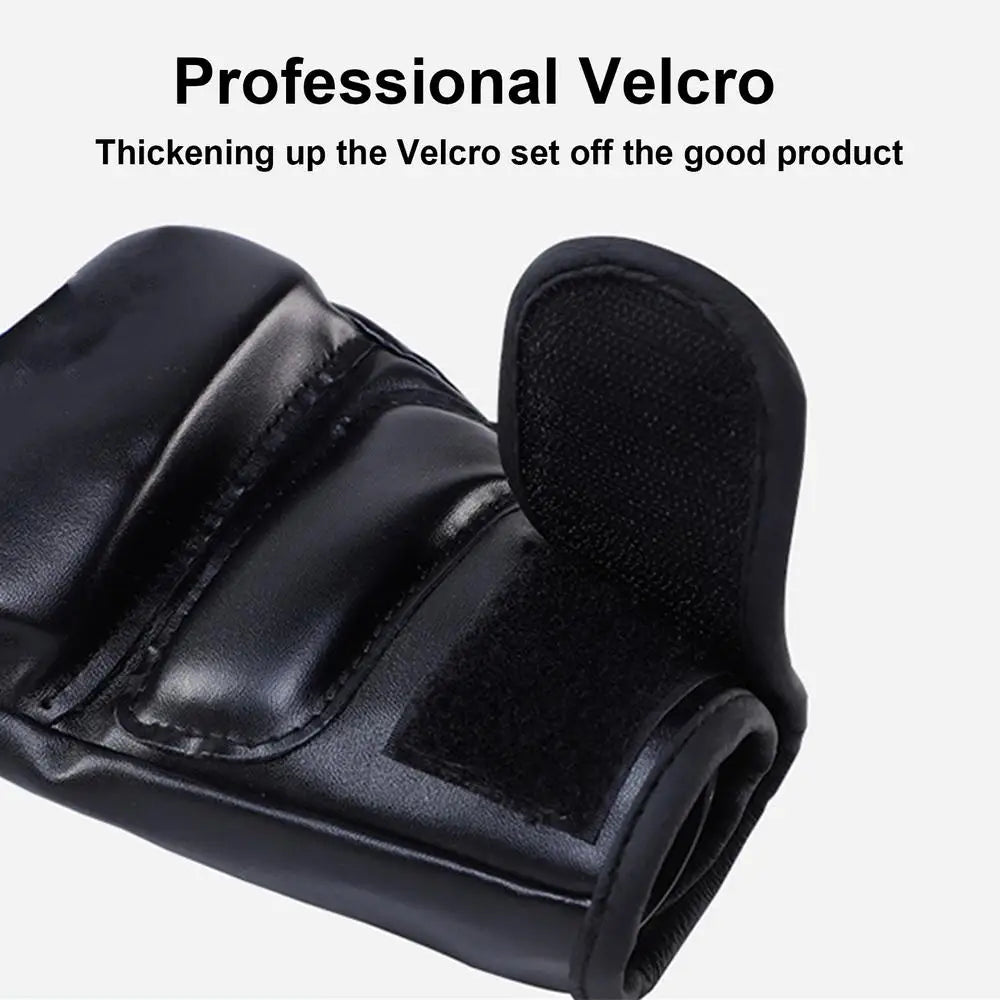 Boxing Gloves Taekwondo Sparring Gear Gloves Half Finger Adjustable Mitts Wrist Support For Kickboxing Cage Fighting Punching
