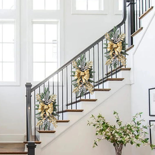Christmas Wreath Pendants Festive Door Window Wreath Decoration Stairway Stairs Trim Garland Xmas Navidad Wreath Hanging Pendant