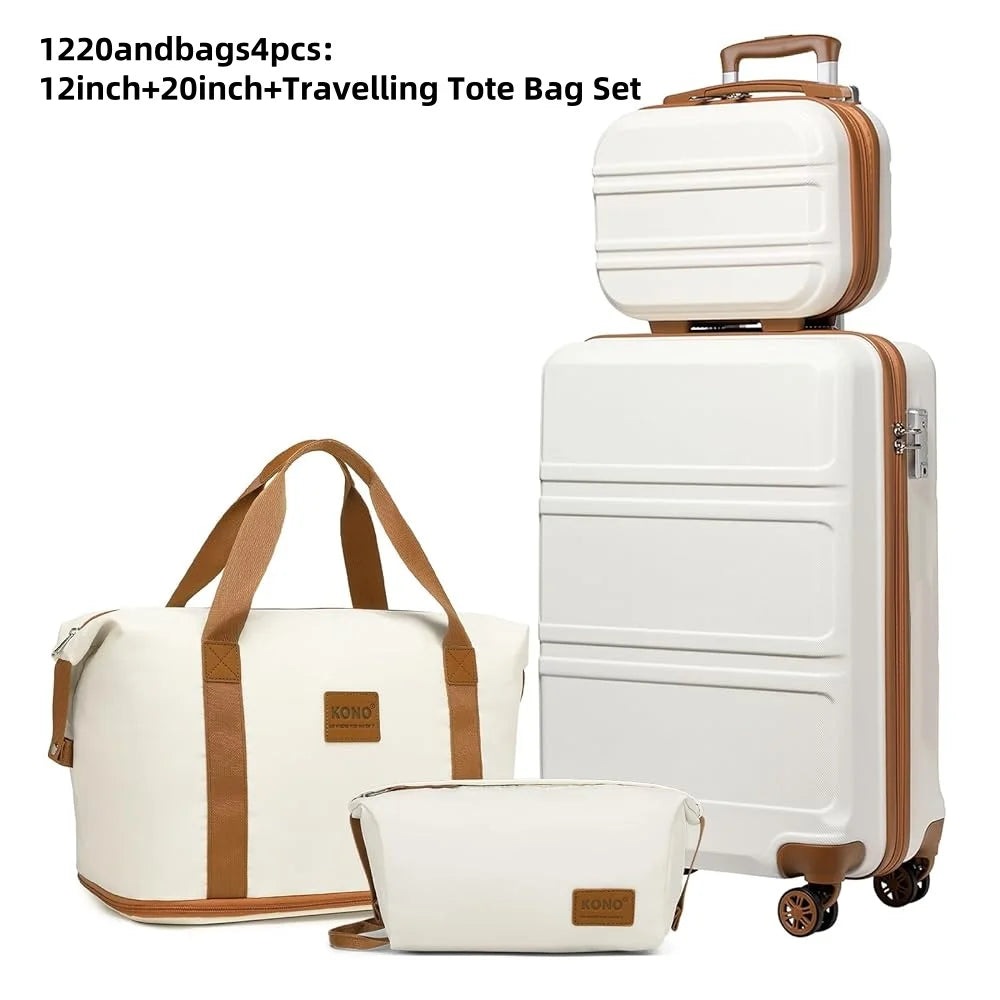 Kono  Fashion Luggage Set, Lightweight ABS Hard Shell Trolley Suitcases with TSA Lock, 4 Spinner Wheels (2/3/4/6 Pcs Set)