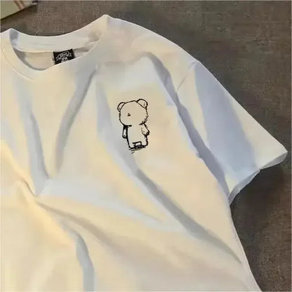 Summer short-sleeve T-shirt for women American casual style loose and simple cotton T-shirt