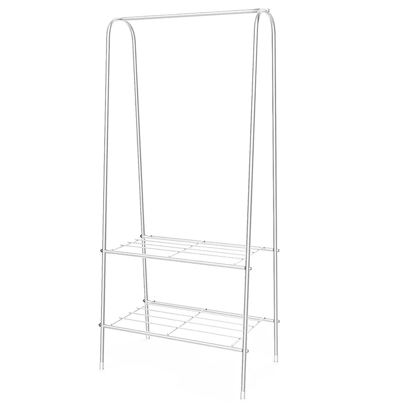 Double Rail Standing Clothes Rack Clothes Rail Shoes Rack Storage Shelf Wall Clothes Rack for Wardrobe Room Bedroom Living Room