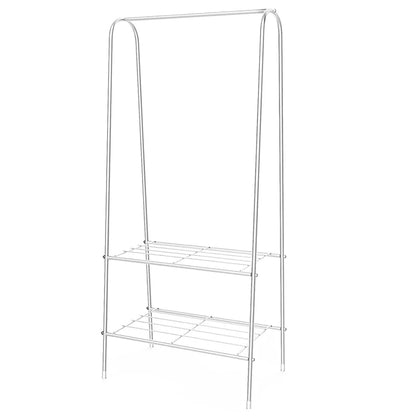 Double Rail Standing Clothes Rack Clothes Rail Shoes Rack Storage Shelf Wall Clothes Rack for Wardrobe Room Bedroom Living Room