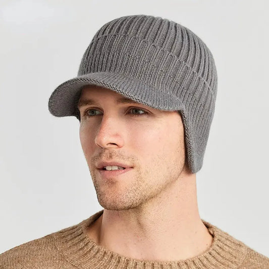 Outdoor Thickened Wool Knitted Hat Cap with Ear Protection - Windproof & Warm for Cycling and Hiking