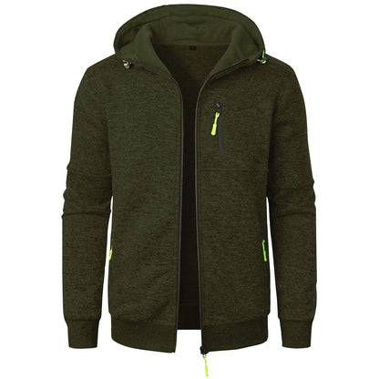 Spring And Fall Basic Breathable Sports Hooded Thin Regular Fit Comfy Zipper Cardigan Top Jacket For Man