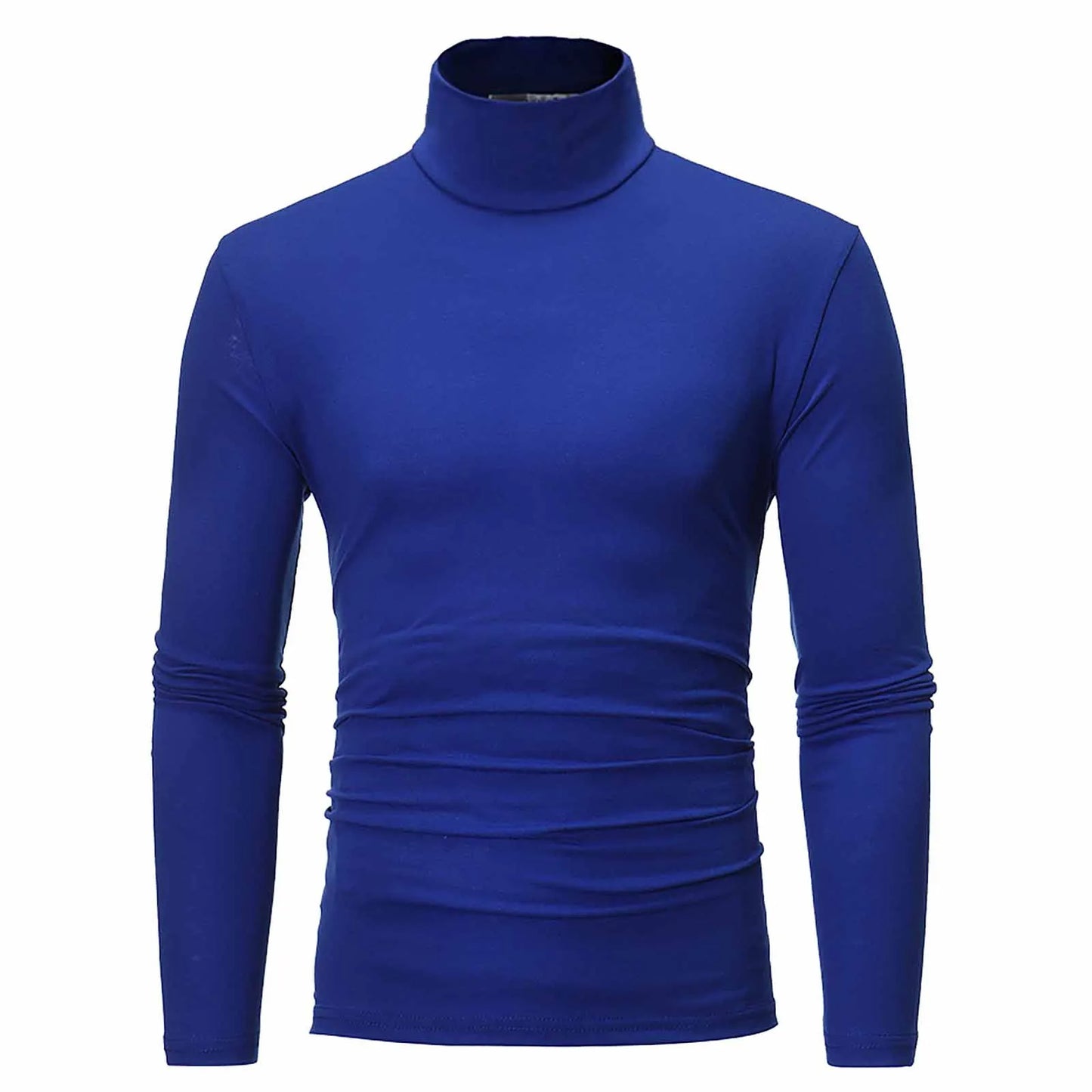 Men's Solid Color High Neck Long Sleeve Basic Top Turtleneck Slim Pullover Sweater Blouse Top