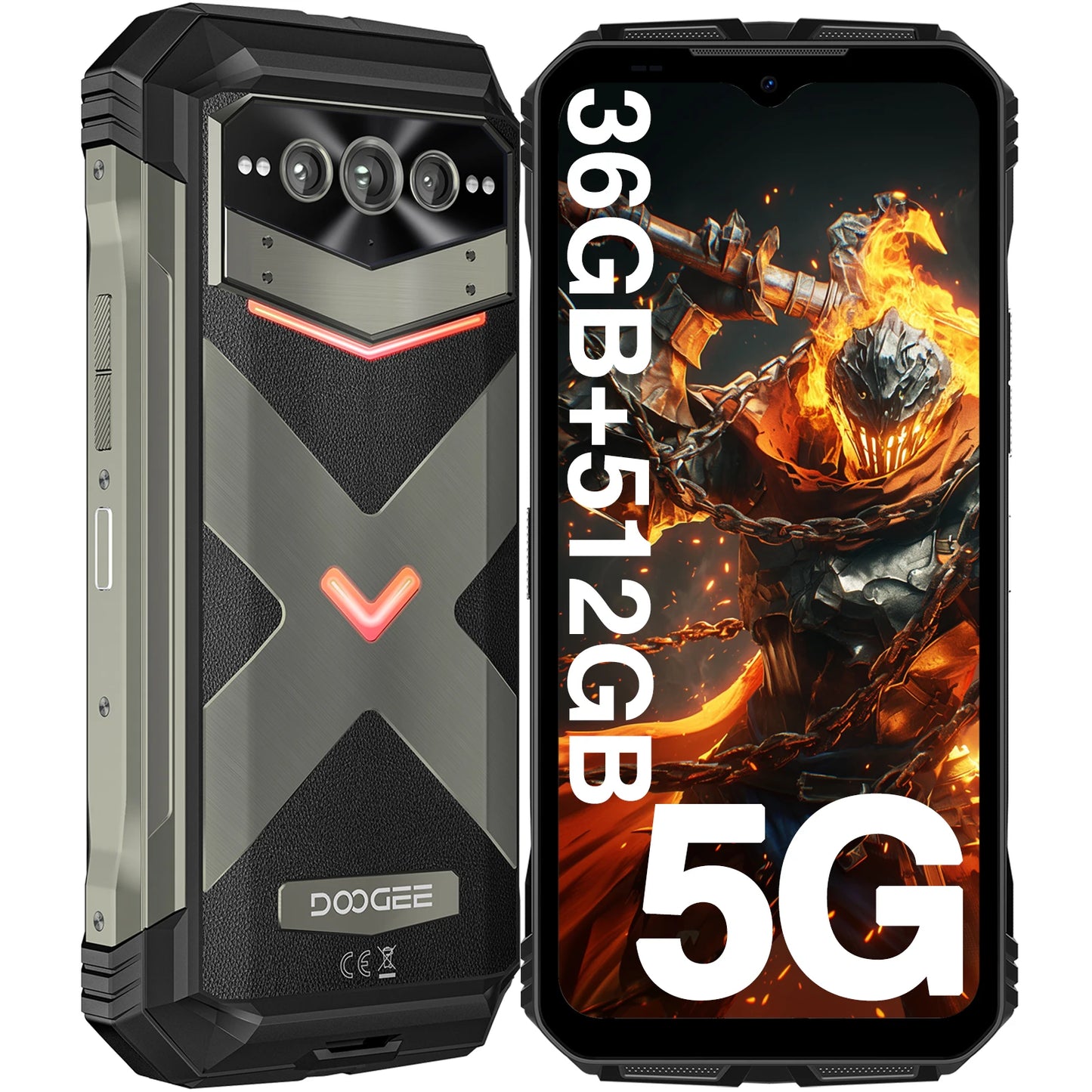 DOOGEE V Max Plus 5G Rugged Phone 6.58" Dimensity 7050 16GB+512GB Lighting Effects 22000mAh Battery 200MP AI Camera Cell Phone