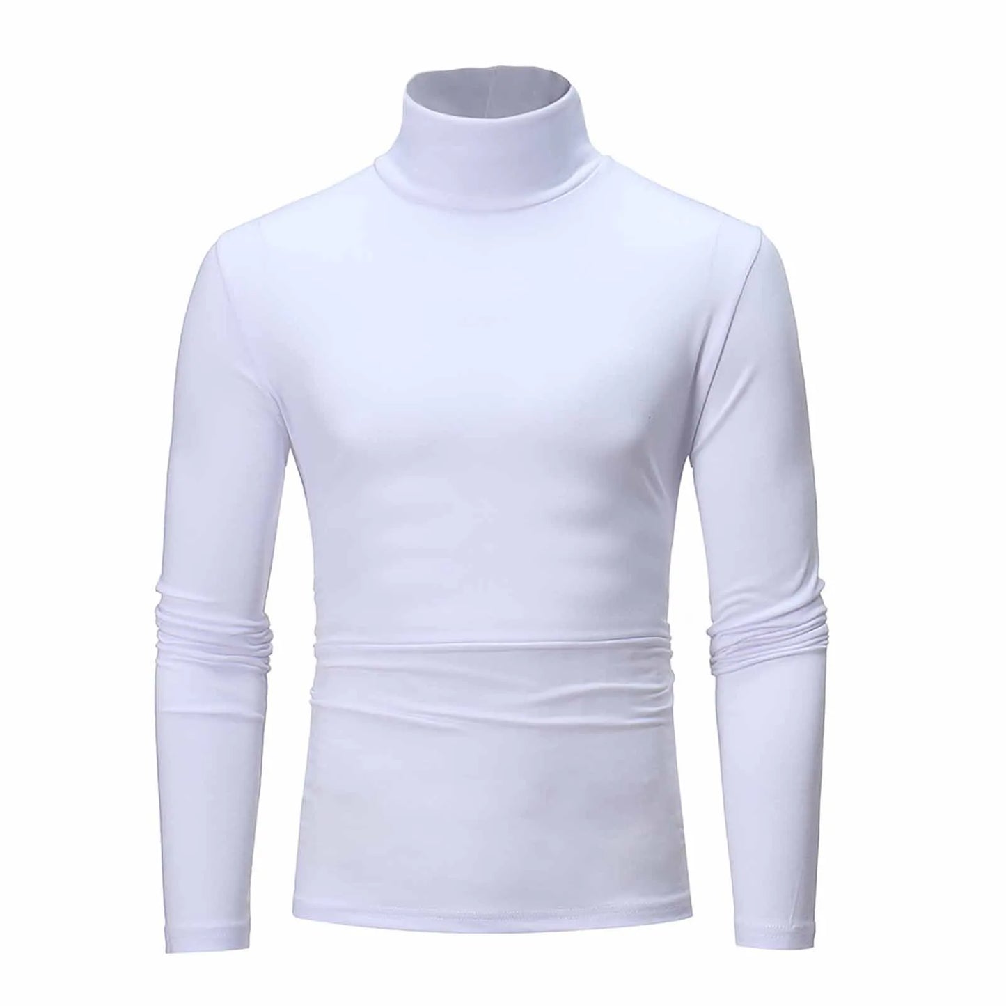 Men's Solid Color High Neck Long Sleeve Basic Top Turtleneck Slim Pullover Sweater Blouse Top