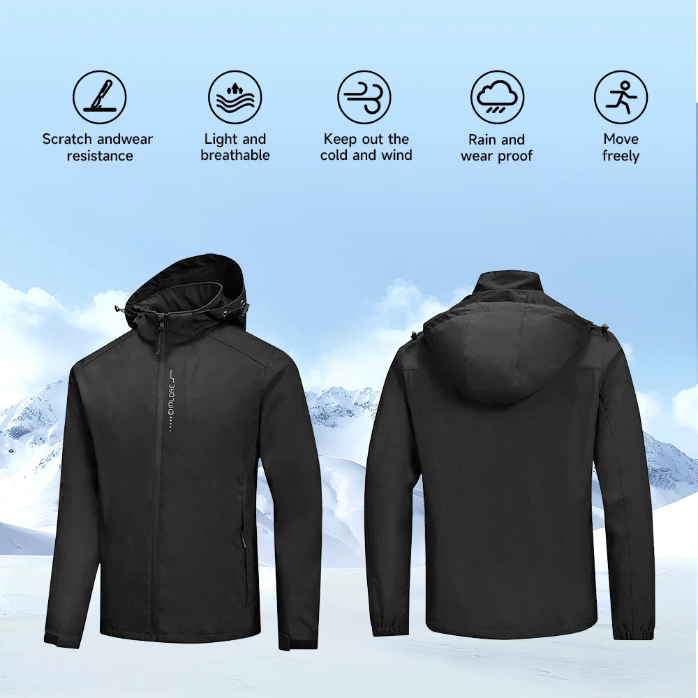 Modishion Hooded Waterproof Men's Jacket Soft Shell Jacket Breathable Outdoor Cycling Coat Mountaineering Clothes