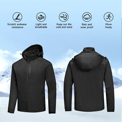 Modishion Hooded Waterproof Men's Jacket Soft Shell Jacket Breathable Outdoor Cycling Coat Mountaineering Clothes