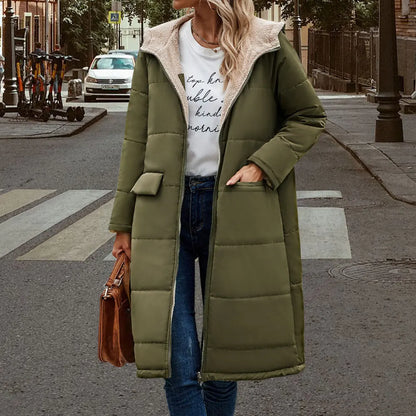 Tieker solid color mid-length hooded cotton coat double-sided women's coat casual winter warm jacket slim cotton coat