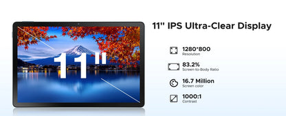 DOOGEE U11 Pro 2in1 PC Tablet Android 15 30GB(6+24) 256GB 11" 8580mAh Battery Dual Speakers Unisoc T7200 Widevine L1 Tablet