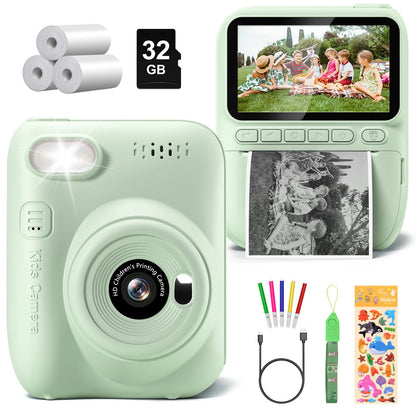 Gofunly Kids Instant Print Camera 3.0" Mini Digital Camera 1080P Portable Video Recorder Gift For 6-12 Years Children