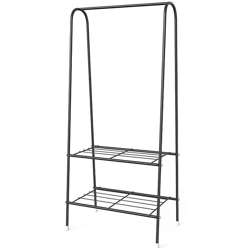 Double Rail Standing Clothes Rack Clothes Rail Shoes Rack Storage Shelf Wall Clothes Rack for Wardrobe Room Bedroom Living Room