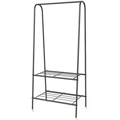 Double Rail Standing Clothes Rack Clothes Rail Shoes Rack Storage Shelf Wall Clothes Rack for Wardrobe Room Bedroom Living Room
