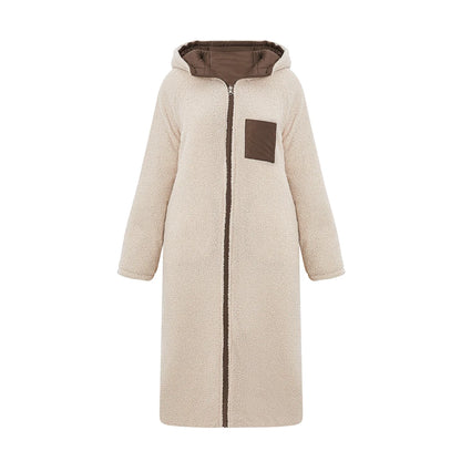 Tieker solid color mid-length hooded cotton coat double-sided women's coat casual winter warm jacket slim cotton coat
