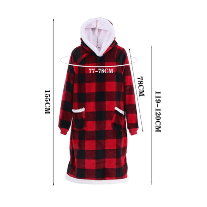 Modishion 2025 Extra Long Warm Wearable Blanket Hoodie Sofa Winter Plush Bathrobe Men's and Women's Sweater Home Clothes Pajamas