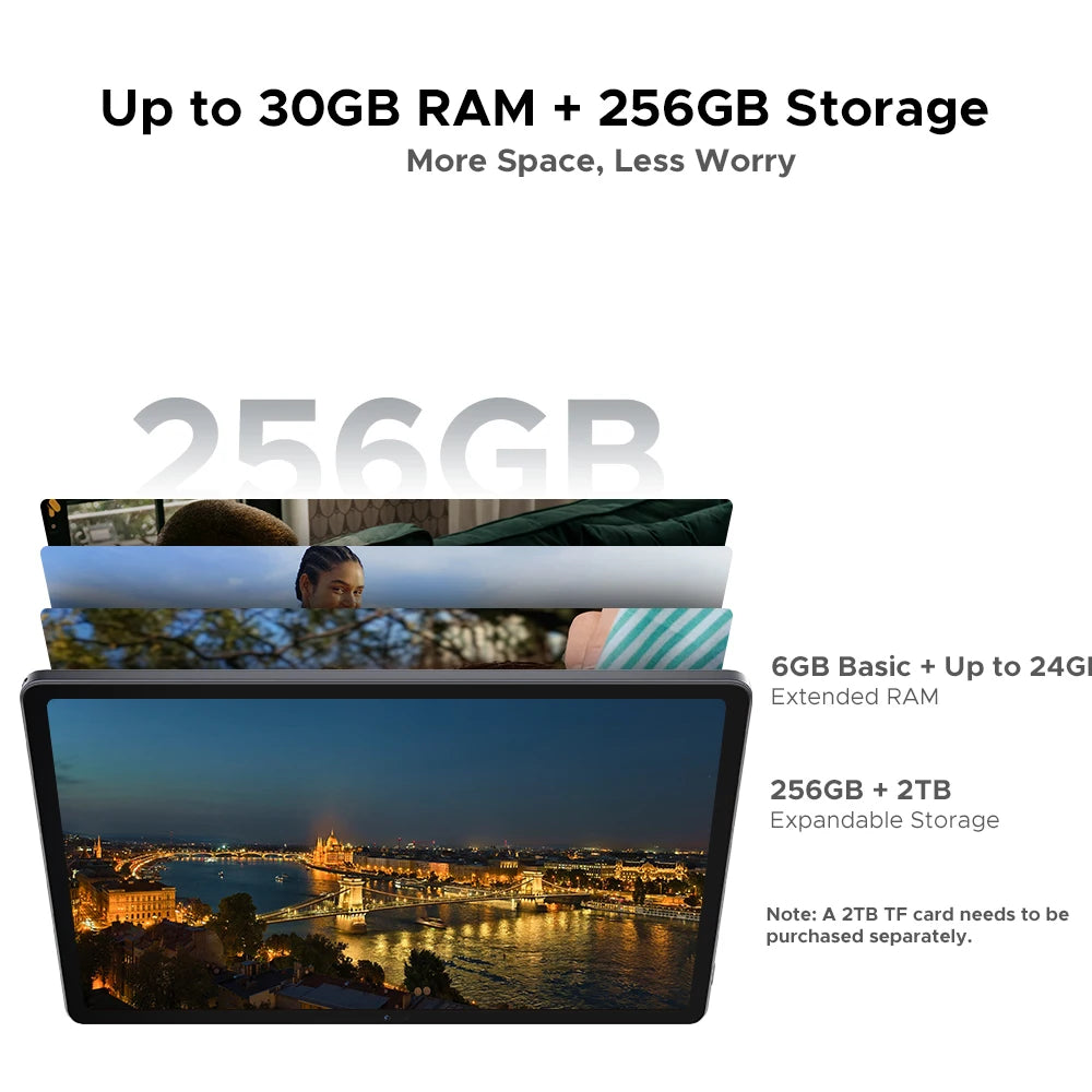 DOOGEE U11 Pro 2in1 PC Tablet Android 15 30GB(6+24) 256GB 11" 8580mAh Battery Dual Speakers Unisoc T7200 Widevine L1 Tablet