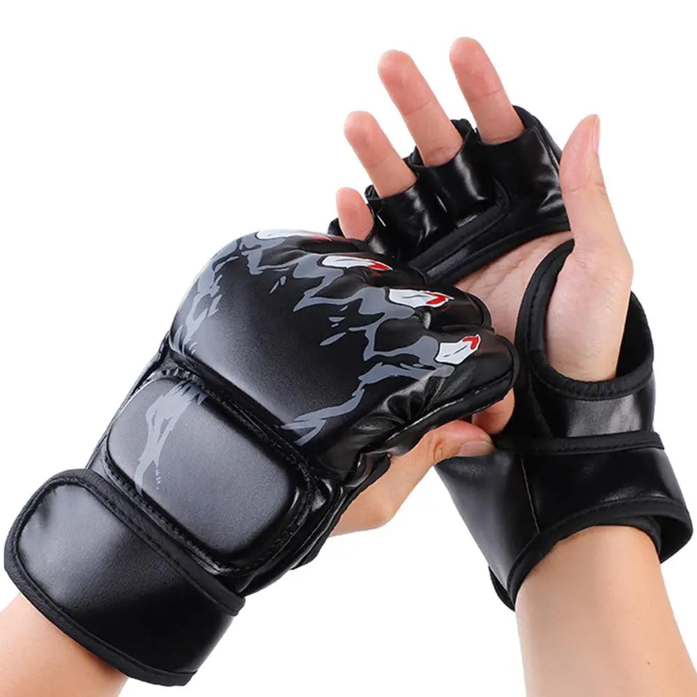 Boxing Gloves Taekwondo Sparring Gear Gloves Half Finger Adjustable Mitts Wrist Support For Kickboxing Cage Fighting Punching
