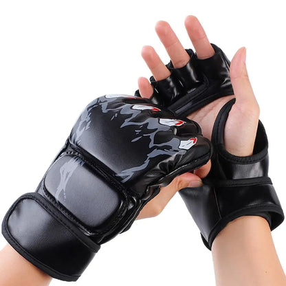 Boxing Gloves Taekwondo Sparring Gear Gloves Half Finger Adjustable Mitts Wrist Support For Kickboxing Cage Fighting Punching