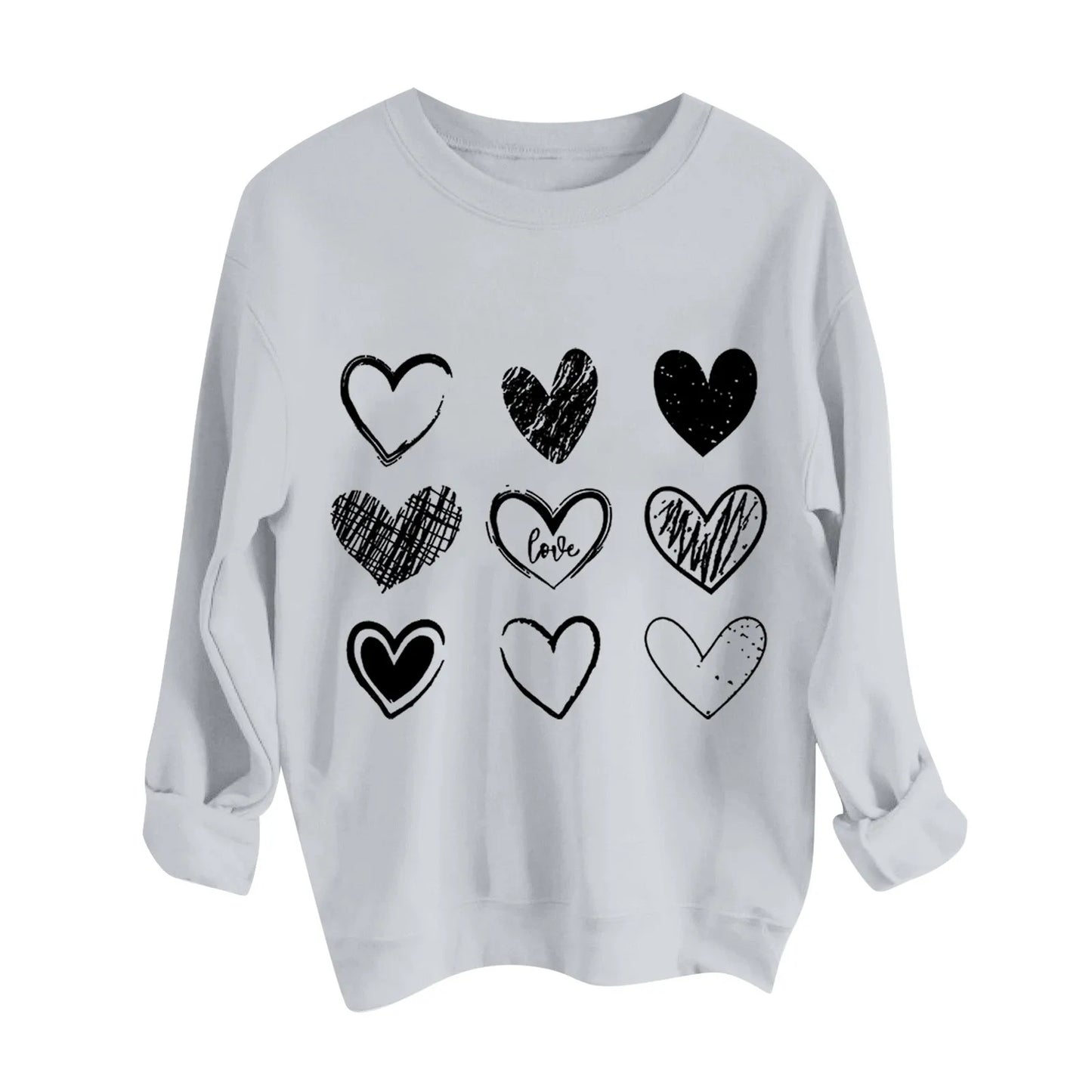 Women's Autumn And Winter Loose Heart Printed Hooded Sweatshirt Casual Fashion Sports Sweatshirt