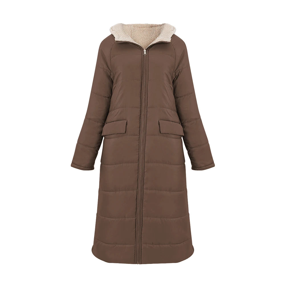 Tieker solid color mid-length hooded cotton coat double-sided women's coat casual winter warm jacket slim cotton coat