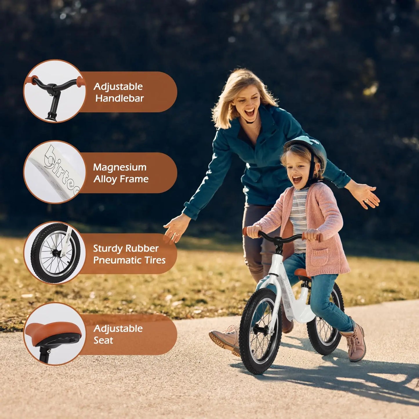 14" Kids Balance Bike for 3,4,5,6 Year Old Boys and Girls, Air Tires with Magnesium Alloy Frame, Lightweight No Pedal Toddler Tr