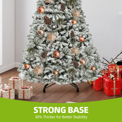 Balconera 6ft Pre-Lit Snow Flocked Christmas Tree - 800 Tips & 250 Lights with 8 Modes, Foldable Base