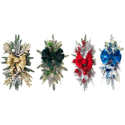 Christmas Wreath Pendants Festive Door Window Wreath Decoration Stairway Stairs Trim Garland Xmas Navidad Wreath Hanging Pendant