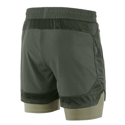 Lixada Men 2 in 1 Running Shorts Quick Drying Breathable Active Training Exercise Jogging Marathon Cycle Shorts