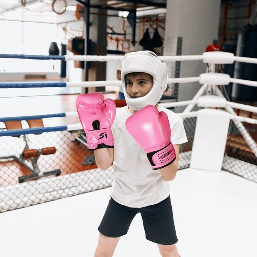 2PCS Kids Boxing Gloves Children Punch Training Sparring Kickboxing Fighting Fitness Mitts Hitting Hand Protector for Boys Girls