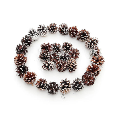 30 Pcs Christmas Decorative Pine Cone Pendants Natural Pine Cone White Paint Dyed Pine Cone Christmas Tree Ornaments