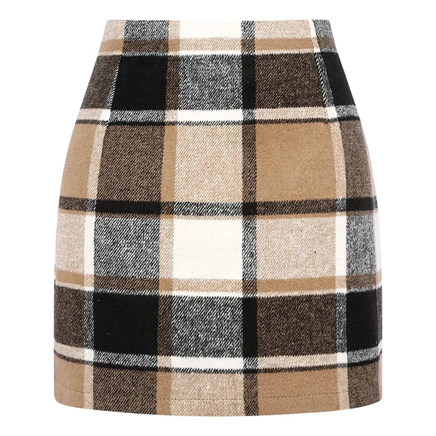 Plaid Half Length Skirt Women’s A-Line Solid Colour High Waist Min Dress Tight Skirt Single-breasted Corduroy Slim Skirt