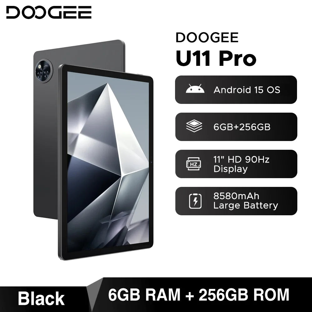 DOOGEE U11 Pro 2in1 PC Tablet Android 15 30GB(6+24) 256GB 11" 8580mAh Battery Dual Speakers Unisoc T7200 Widevine L1 Tablet