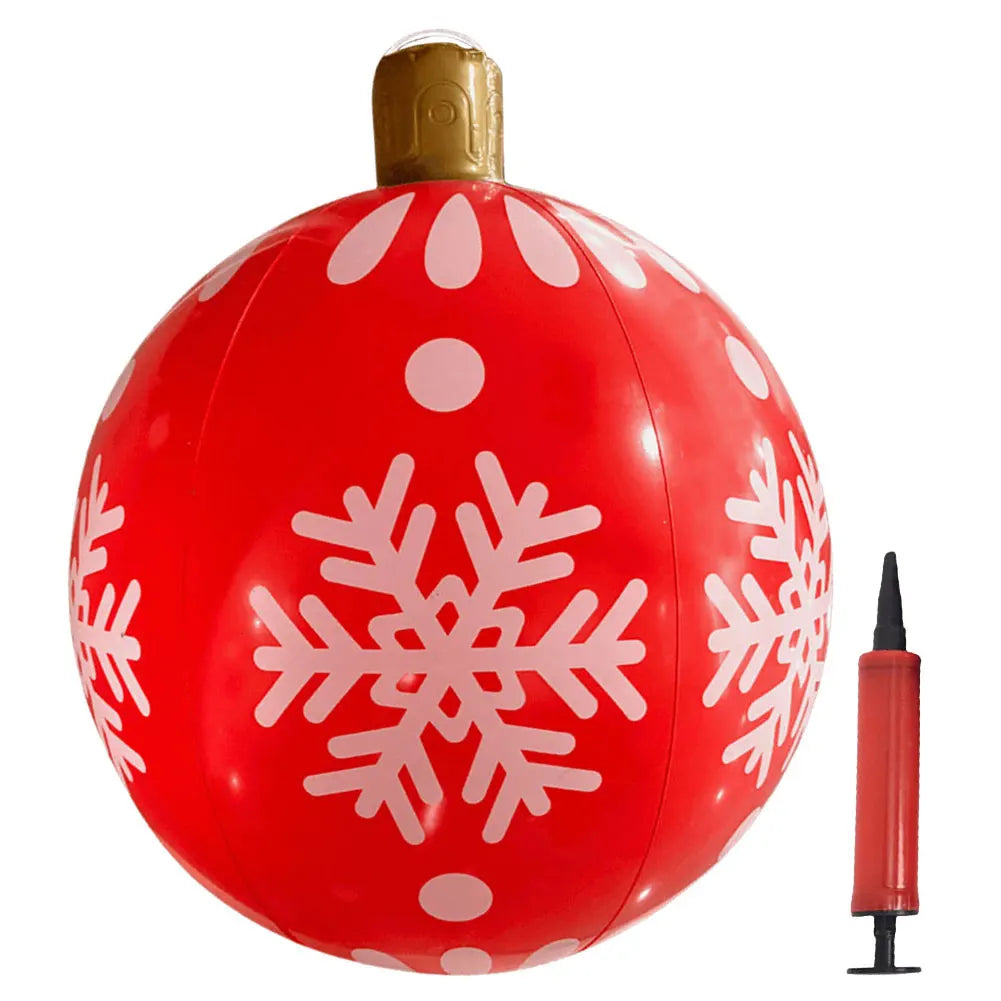 24 Inch PVC Inflatable Christmas Ball Large Outdoor Decorated Ball New Years Christmas Ornaments Holiday Decor