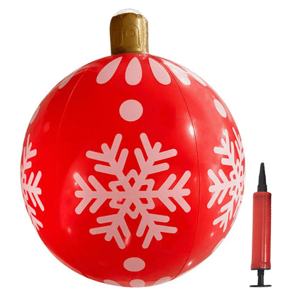 24 Inch PVC Inflatable Christmas Ball Large Outdoor Decorated Ball New Years Christmas Ornaments Holiday Decor