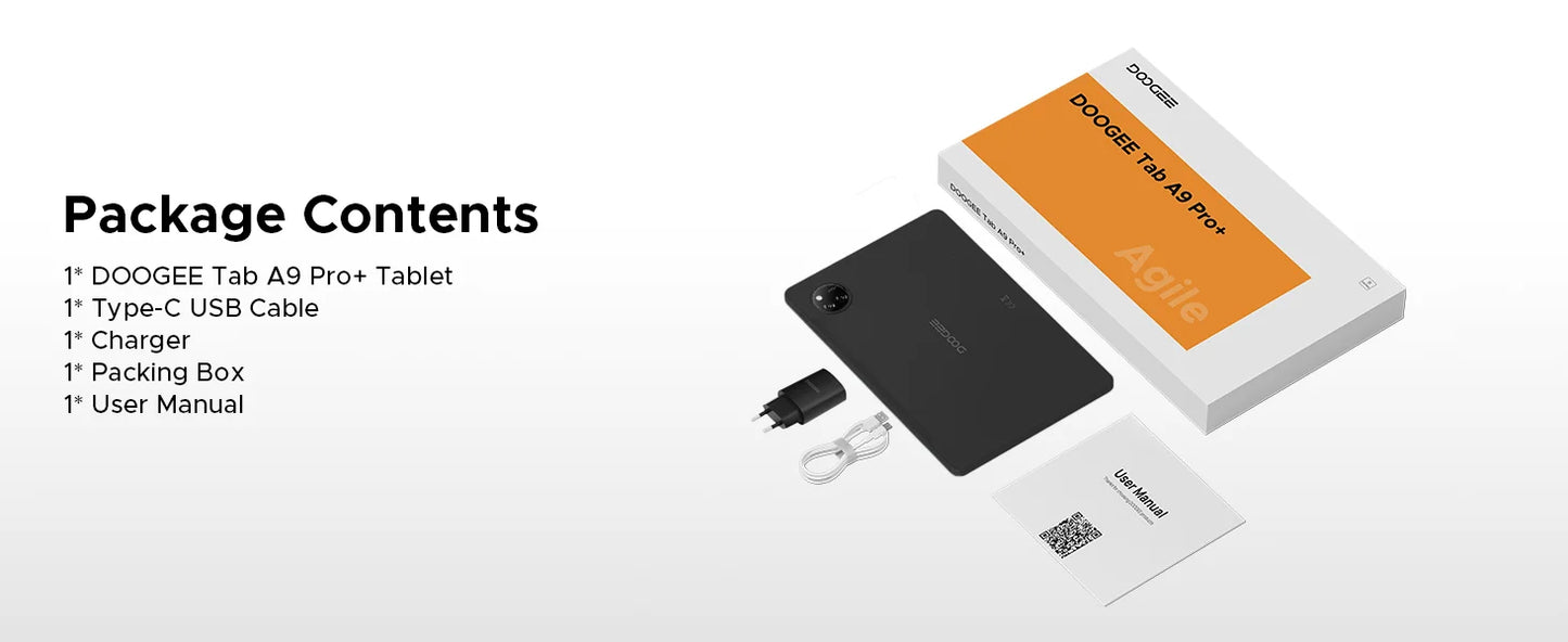 DOOGEE Tab A9 Pro+ Tablet PC Android 15 Dual Speakers 11'' Screen 30GB (6GB+24GB) 128GB 8580mAh Battery Widevine L1 Smart Pad