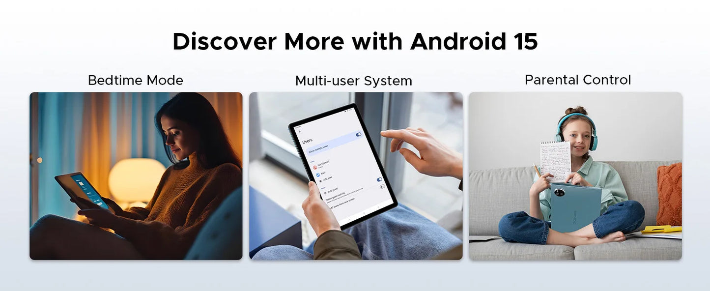 DOOGEE Tab A9+ 2 IN 1 Smart Tablet PC Android 15 11'' Display 20GB RAM(4+16) 64GB ROM 8580mAh Battery Dual Speakers Widevine L1